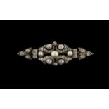 Early Victorian Period Pleasing 18ct Gold Diamond and Pearl Set Brooch. c1840's.