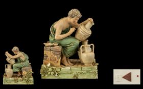 Royal Dux - Bohemia Fine Quality Hand Painted Figure - Depicts a Young Greek Male Maker of Pots at