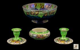 Maling 1930's - Lustre Footed Bowl ' Grapes ' Pattern. Pattern No 5917. Diameter 8.5 Inches - 21.