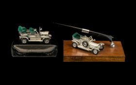 Two Lesney Products comprising of A Desk Pen Holder comprising of a diecast model of a classic car