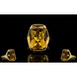 14ct Yellow Gold - Superb and Attractive Single Stone Citrine Set Dress Ring,