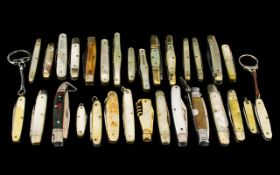 Excellent Collection of Early to Mid 20th Century Mother of Pearl Bakelite Handle Steel Bladed