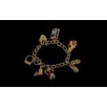 9ct Gold Fancy Bracelet Loaded with Six Good Quality 9ct Gold Charms, Bracelet,