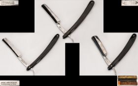 A Fine Collection of Antique Period Trio of Hollow Ground Straight Razors. Includes 1/ Kremo Reg