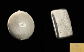 Silver cigarette case & Silver compact.