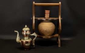 Middle Eastern Interest - an unusual decorative wooden water holder made for a camel, together