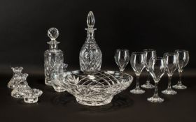 Drinkers Interest - Two Cut Glass Decanters & Glasses. To include a bottle shaped decanter with