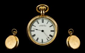 American Watch Company Waltham 14ct Gold Plated Open Faced Ladies Pocket Watch,