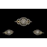 18ct Gold - Diamond Set Superb Dress Ring,