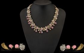 Collection of Vintage 1950s USA Lisner Costume Jewellery to include a pink borealis rhinestone