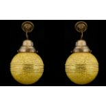 Art Deco Lights. 2 1930s Art Deco lights and fittings of Globular shape with mottled effect, with