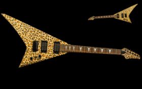 Wesley Electric Guitar. Vintage Wesley 6 string guitar with Leopard skin design, 44 1/2 inches long,