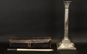 A Small Collection of Items to include a Victorian Silver Plated Corinthian Column Candlestick of