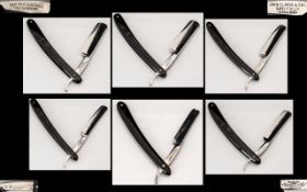A Collection of Antique period Hollow Ground Steel Bladed Razors ( 6 ) In Total. All In Good
