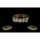 18ct Gold - Attractive and Pleasing 5 Stone Diamond Set Ring,