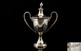 1930's - Solid SIlver Nice Quality Twin Handle Urn Shaped Trophy Vase of Pleasing Form and Small