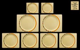 Clarice Cliff Art Deco 1930's Royal Staffordshire Collection of ( 7 ) Seven Biarritz - Hand Painted