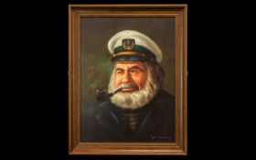 Lee Young 1914 - 1988 Signed Oil on Board - Titled ' Old Ships Captain ' Signed to Lower Right. 16.5