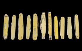 A Fine Collection of Quality Early 20th Century Ivory - Ivorine Double Bladed and Multi Blade