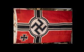 German Nazi War Flag Marked ''Plutzar & Brüll KG., Bielitz O/S'' ''Reichskriegsflg'' ''5 80x135''