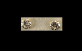 9ct Gold Faux Diamond Stud Earrings, round cut, sparkling, faux diamond solitaires set in 9ct gold