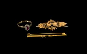 A Small Collection of 9ct Gold Jewellery. Comprises Ladies 9ct Gold Attractive Ruby and Diamond