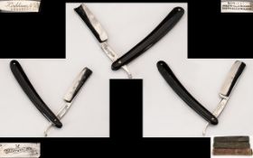 A Fine Collection of Antique Period - Trio of Hollow Ground Straight Razors. Comprises 1/ Kirkham of