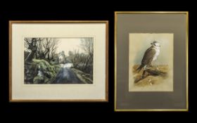 Two Modern Paintings comprising: 1. Framed Watercolour titled 'Laggar Falcon', by Scottish Artist