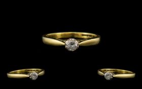 18ct Gold - Single Stone Diamond Ring, Fully Hallmarked for 18ct,