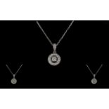 18ct White Gold Nice Quality and Attractive Circular Diamond Set Pendant Drop,