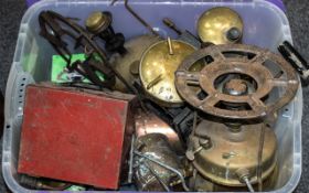 A Quantity of Early to Mid 20thC Copper and Brass Camping Stoves and Garden Sprayers.