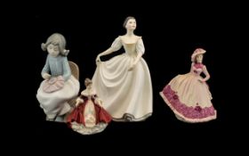 A Collection of Four Lady Figures - comprising Beau Monde Jill Coalport, height 14 cms, Royal