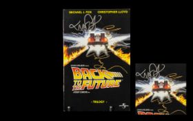 Impressive DVD Inlay Card - 'Back to the Future' signed by two iconic actors, Michael J Fox and