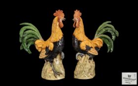 Wedgwood Pair of Large Handpainted Ceramic Cockerel Figures. Only limited number of figures