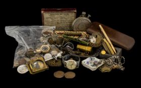 A Box Containing a Good Mixed Lot of Oddments and Collectables to include low value coins, costume