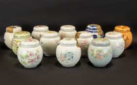 Collection of Lidded Ginger Jars comprising jars by Ringtons and Sadler. Assorted designs and