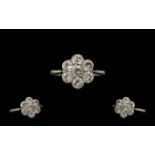 18ct Gold and Platinum Superb Quality Diamond Set Cluster Ring In a Flower head Design.