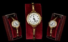 Ladies Swiss Made 1920s Nice Quality Mechanical 9ct Gold Wrist Watch. Both case and expanding