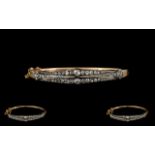 Antique Period 15ct Gold and Platinum Attractive and Exquisite Diamond Set Ladies Hinged Bangle