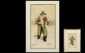 Tom Dodson 1910 - 1991 Artist Drawn and Signed Watercolour / Chalk Highlights - Titled ' The Old