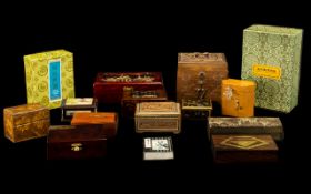 A Varied Collection of Mostly Early 20thC Hinged Wooden Boxes, mainly of an Oriental nature to