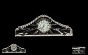 Waterford Lead Crystal Table Clock of Pleasing Proportions. 'Archive' design. Signed to underside of