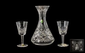 Waterford Lead Crystal Signed 3 Piece Wine & Carafe Set. Lismore design. Still with original