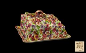 Staffordshire Vintage Chintz Cheese Dish With Lid. James Kent Limited 'Old Foley' chintz cheese dish