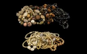 Collection of Contemporary Bead Necklaces. Comprises of a bag of white and pearl coloured necklaces,