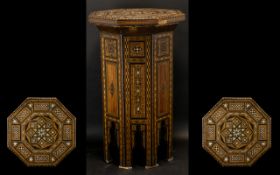 Anglo Indian Octagonal Occasional table. 19th early 20th Century table, heavily inlaid decoration