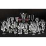 Collection of Crystal Drinking Glasses to include 17 assorted wine glasses; 10 sherry glasses; 4