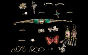 Collection of Silver Costume Jewellery comprising: a silver bangle; a silver and turquoise bracelet;