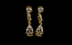 Swarovski Zirconia Set Drop Earrings, a pair of 14ct gold vermeil and silver drops each made with