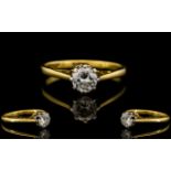 18ct Gold - Nice Quality Single Stone Diamond Set Ring, Marked 18ct Gold to Interior of Shank.